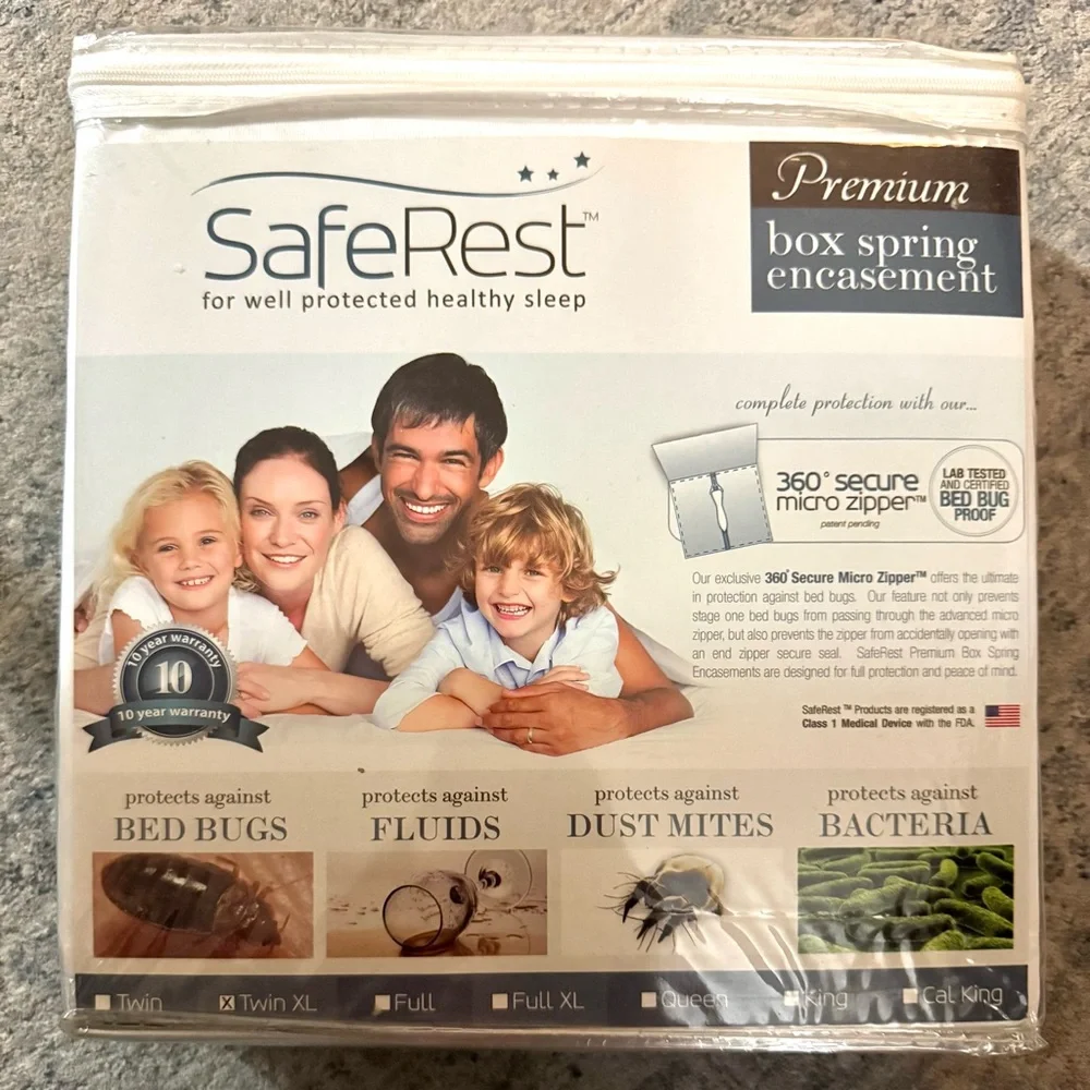 SafeRest Premium Box Spring Encasement – Brand New, Sealed - Size Twin XL